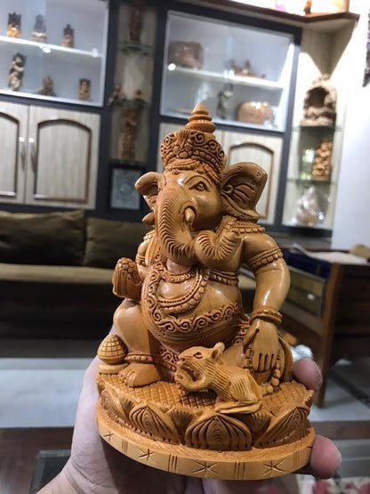Wooden Decorative Ganesha Carving - Arts99 - Online Art Gallery