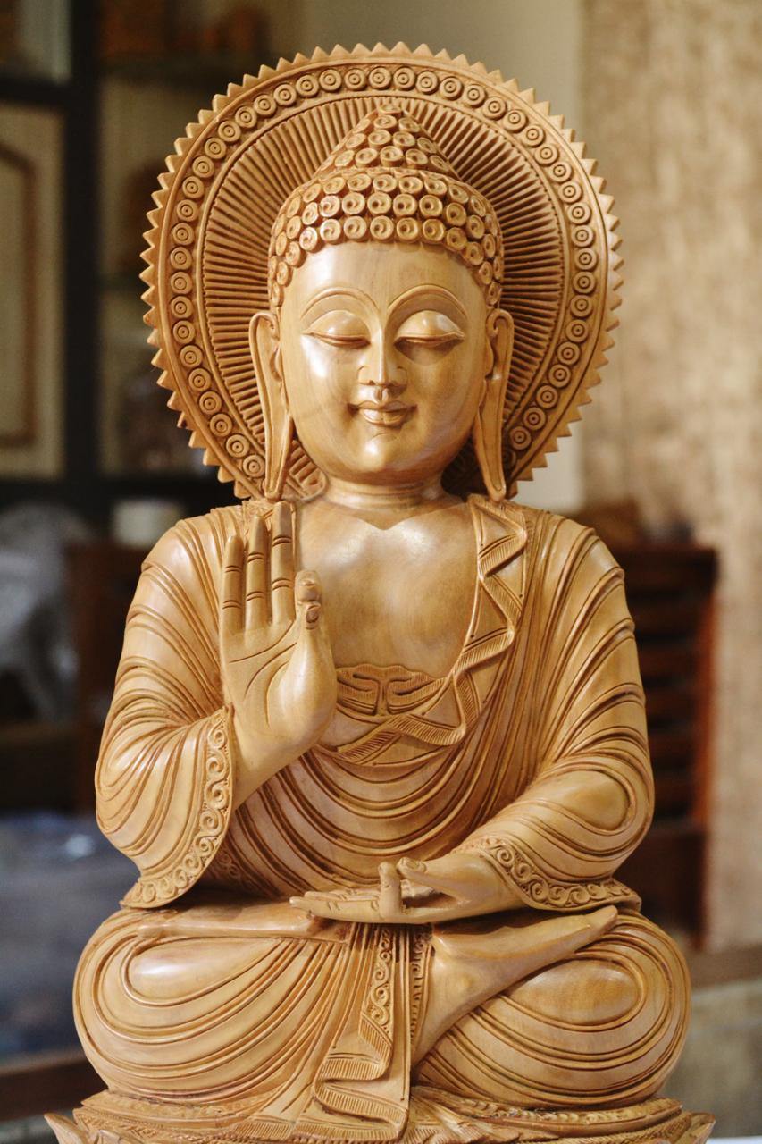 Large Sandalwood Fine Hand Carved Buddha Sitting Statue - Arts99 - Online Art Gallery