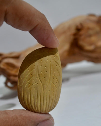 Sandalwood Carving Almond Devoted Hanuman - Malji Arts