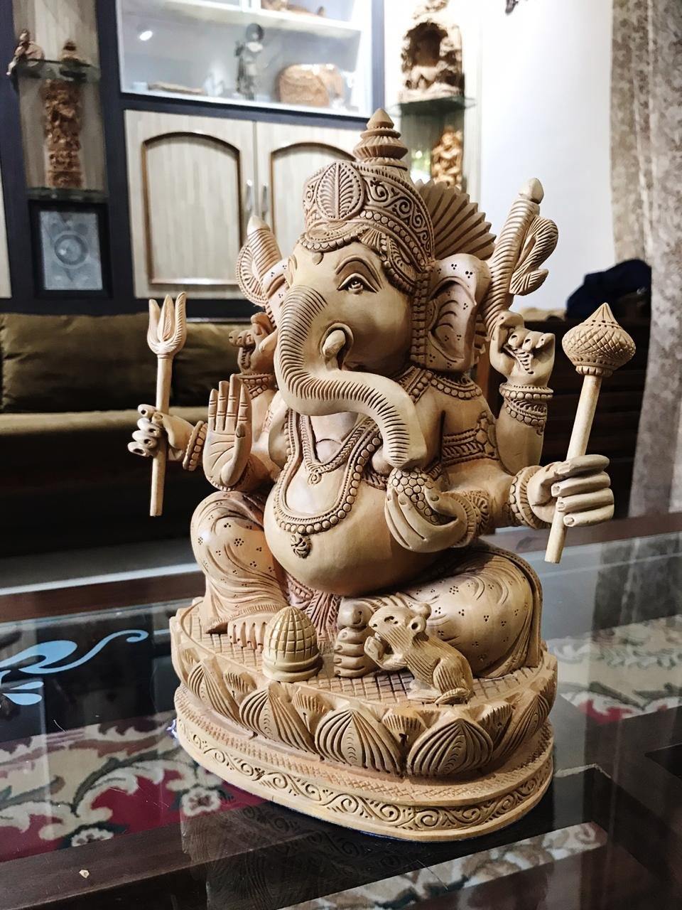 6 Hands Ganesha Sitting Fine Carved Statue - Arts99 - Online Art Gallery