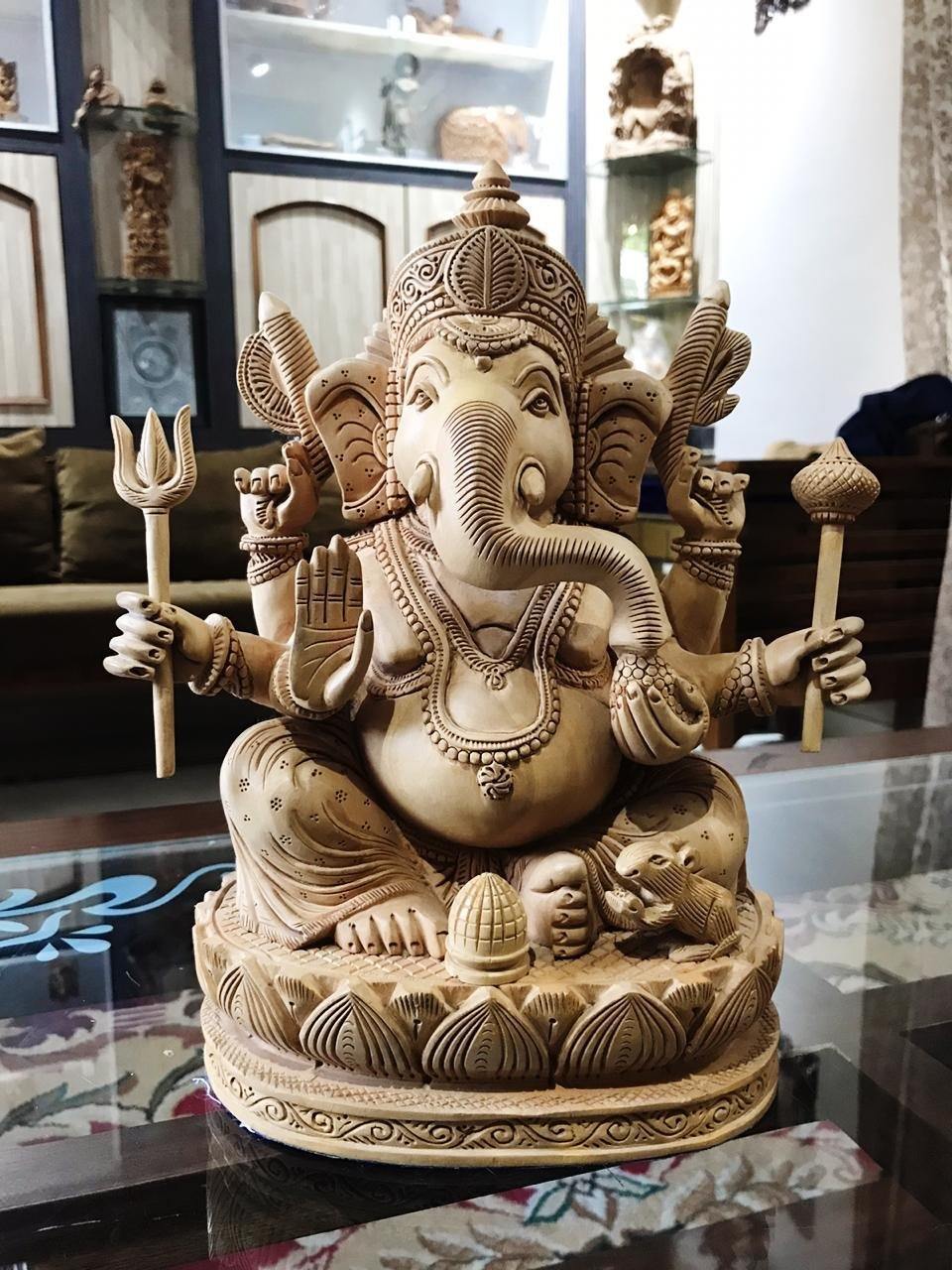 6 Hands Ganesha Sitting Fine Carved Statue - Arts99 - Online Art Gallery