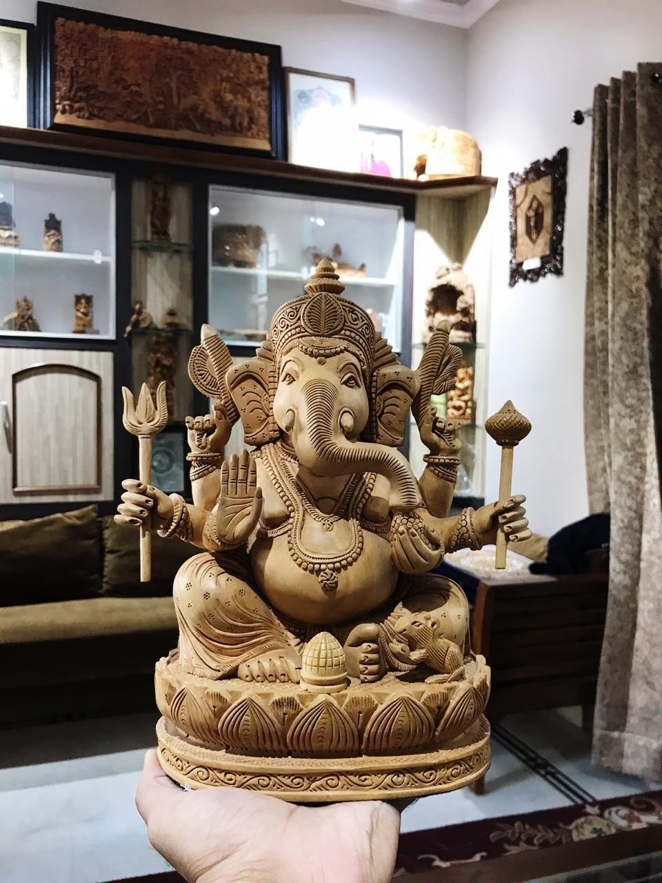 6 Hands Ganesha Sitting Fine Carved Statue - Arts99 - Online Art Gallery