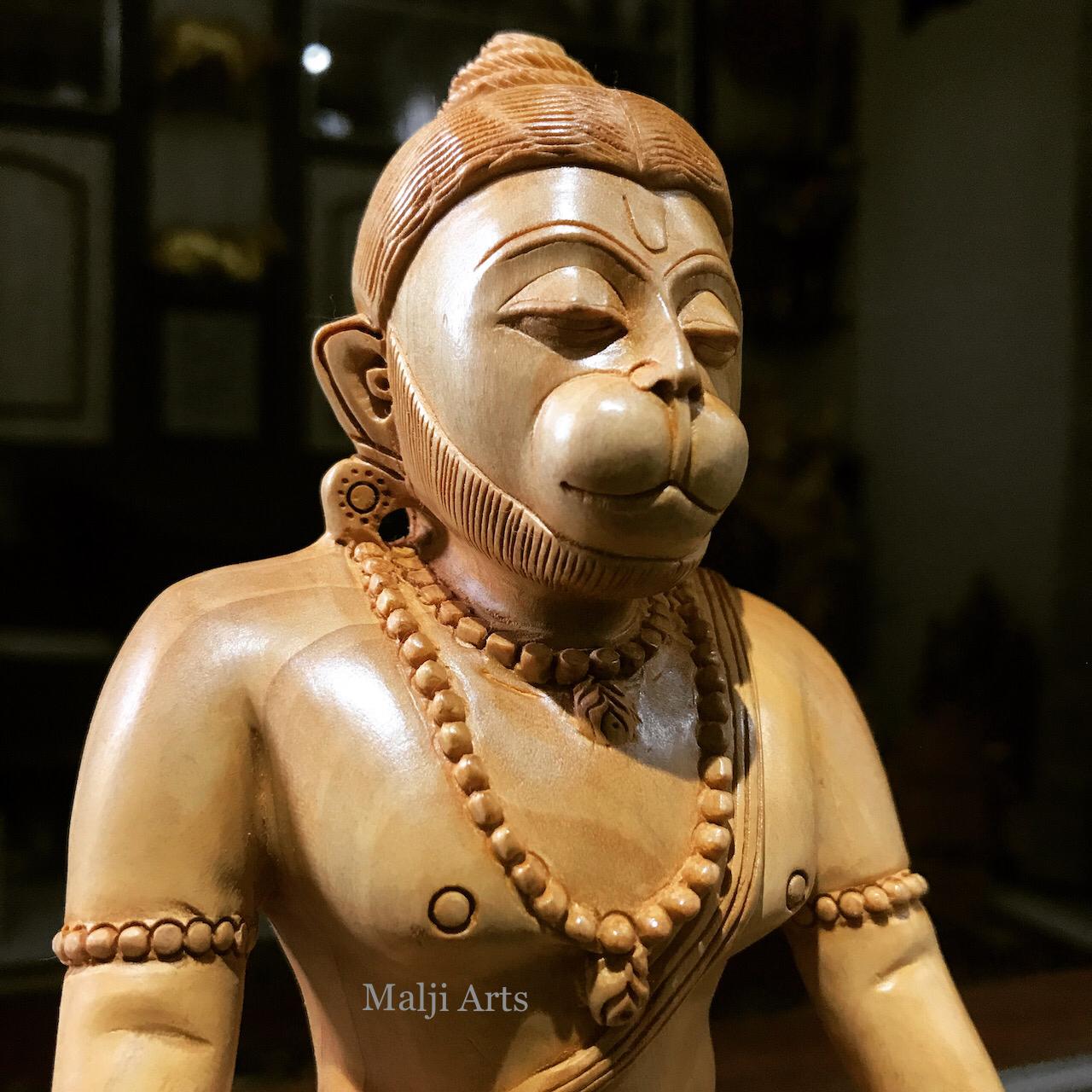 Wooden Lord Hanumana Meditation Statue - Arts99 - Online Art Gallery