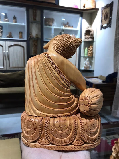 Wooden Smiling Buddha Resting Statue - Arts99 - Online Art Gallery