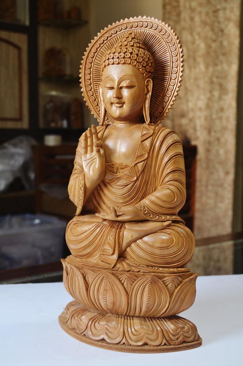 Large Sandalwood Fine Hand Carved Buddha Sitting Statue - Arts99 - Online Art Gallery