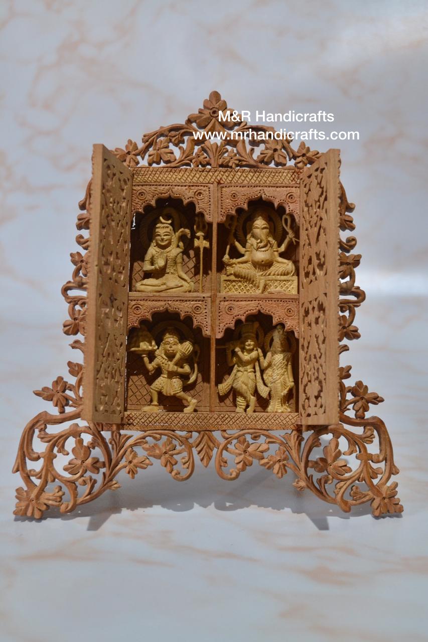 Sandalwood Fine Carved Frame or Hindu God Temple - Arts99 - Online Art Gallery