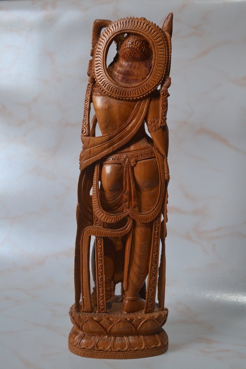 Sandalwood Hand Carved Indian Lord Krishna Statue - Arts99 - Online Art Gallery