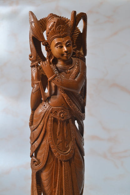 Sandalwood Hand Carved Indian Lord Krishna Statue - Arts99 - Online Art Gallery