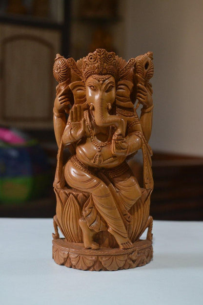 Sandalwood Decorative Ganesha Idol Fine Hand Carved Statue - Arts99 - Online Art Gallery
