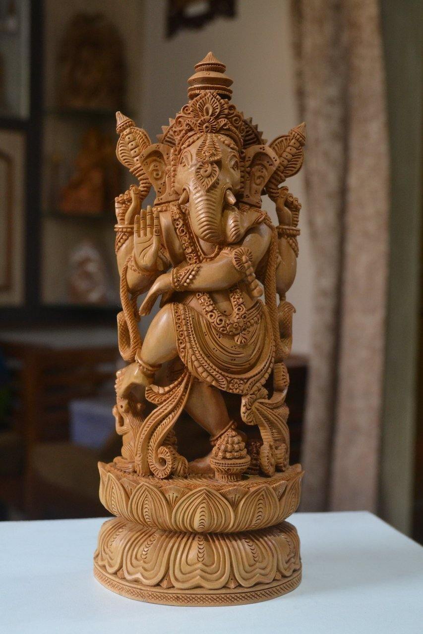 Sandalwood Dancing Ganesha Decorative Statue - Arts99 - Online Art Gallery