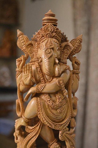 Sandalwood Dancing Ganesha Decorative Statue - Arts99 - Online Art Gallery