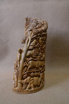 Sandalwood Solid Fine Carved Jungle and Buddha Meditation Scene - Arts99 - Online Art Gallery