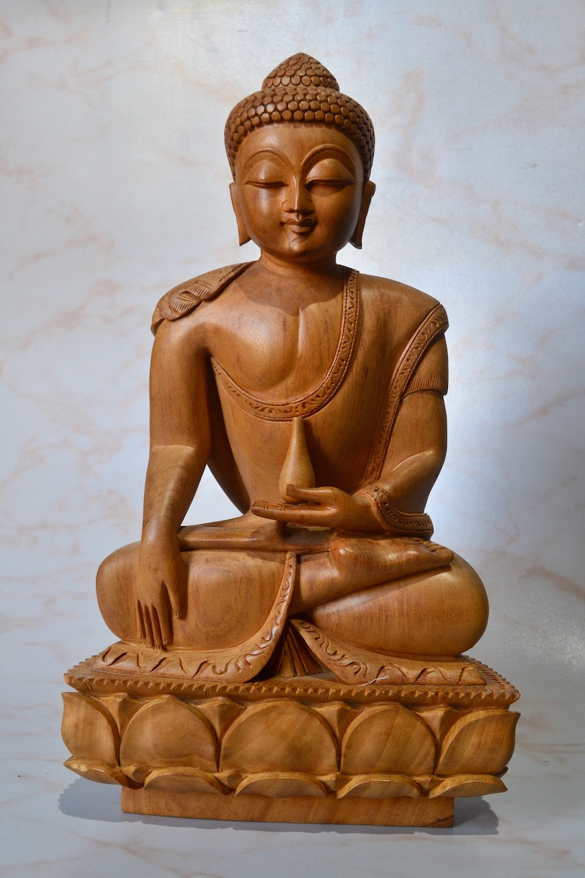 Vintage Wooden Buddha Statue Fine Carved - Arts99 - Online Art Gallery