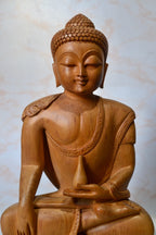Vintage Wooden Buddha Statue Fine Carved - Arts99 - Online Art Gallery