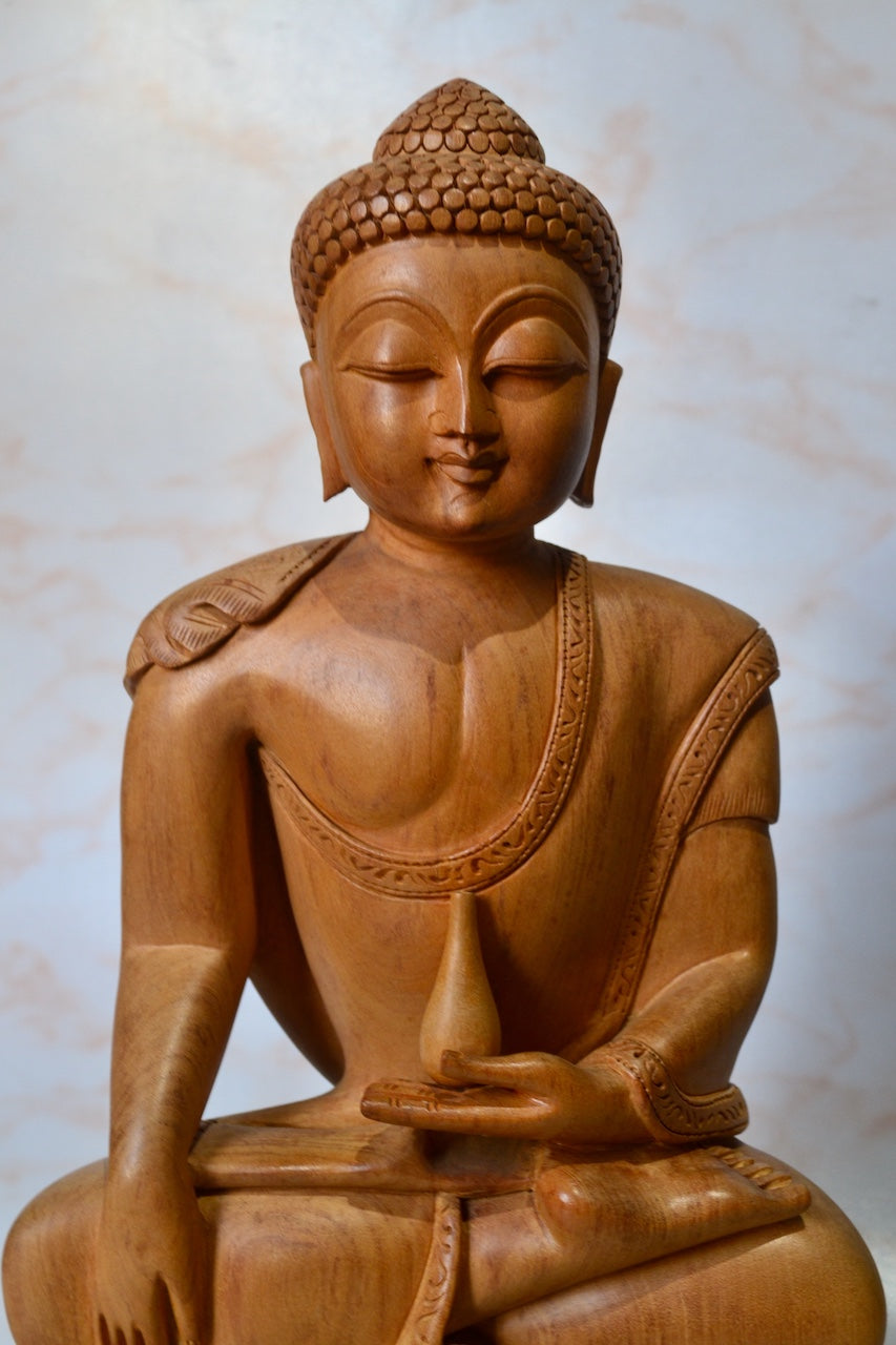 Vintage Wooden Buddha Statue Fine Carved - Arts99 - Online Art Gallery