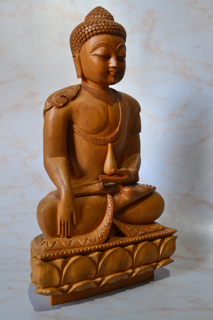 Vintage Wooden Buddha Statue Fine Carved - Arts99 - Online Art Gallery