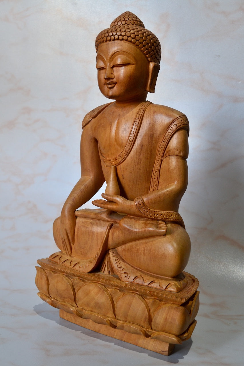 Vintage Wooden Buddha Statue Fine Carved - Arts99 - Online Art Gallery