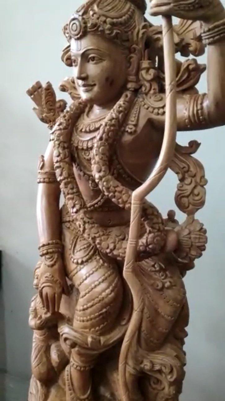 Sandalwood Lord Rama with Hanuman Quality Carving Statue - Arts99 - Online Art Gallery