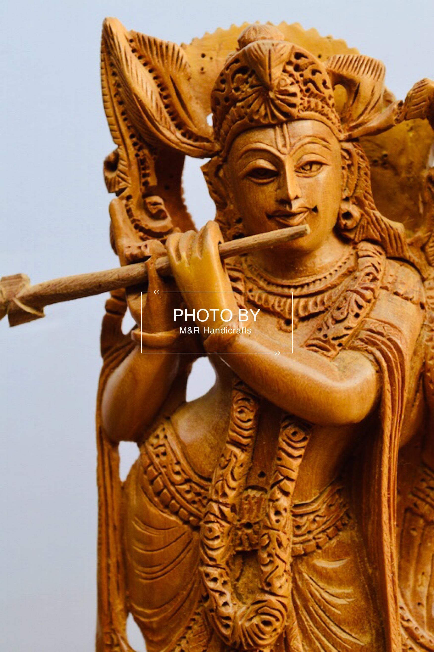Sandalwood Beautifully Carved Radha Krishna Statue - Arts99 - Online Art Gallery