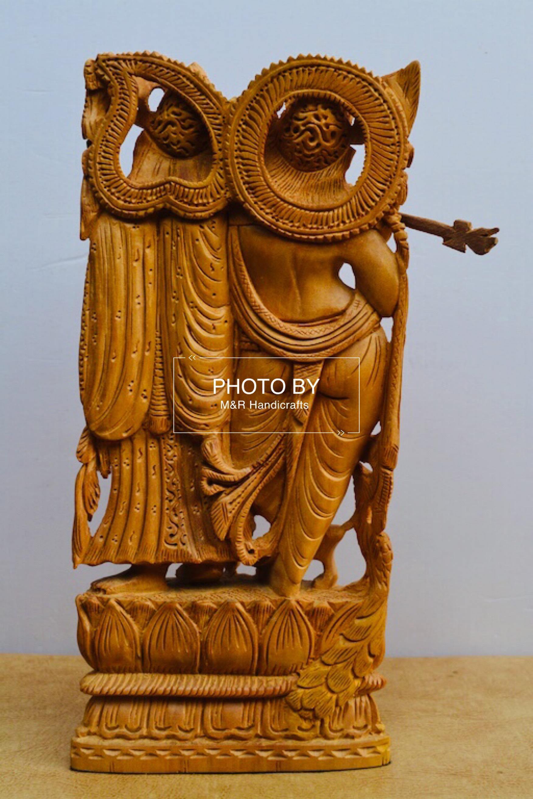 Sandalwood Beautifully Carved Radha Krishna Statue - Arts99 - Online Art Gallery