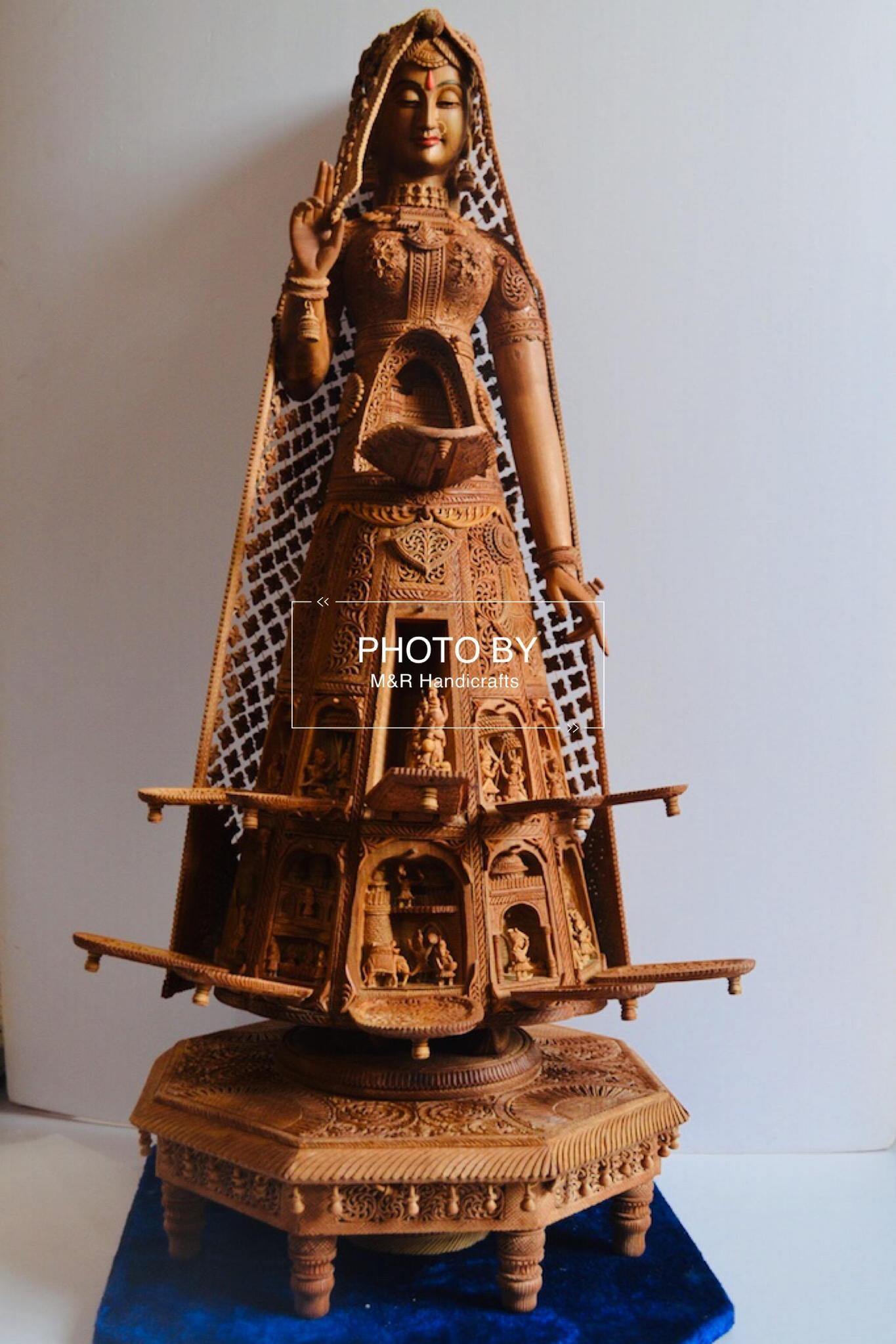 Sandalwood fine Carved Art Piece Rajasthani Lady - Arts99 - Online Art Gallery