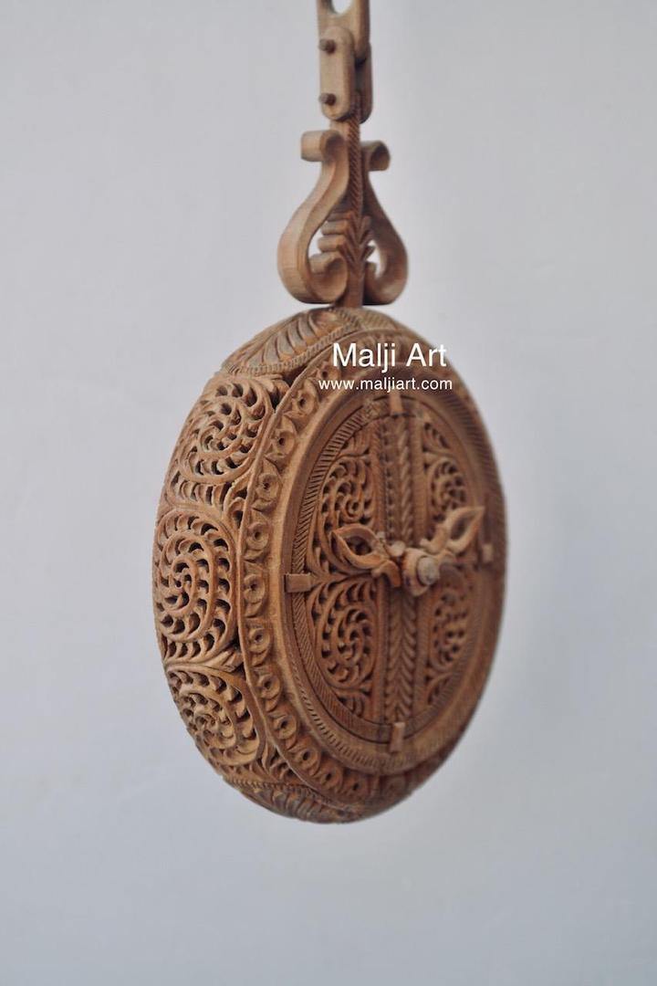 Sandalwood Carved Pocket Watch Showpiece - Arts99 - Online Art Gallery