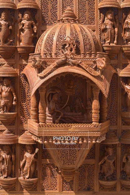 Sandalwood Hand Carved Lord Vishnu Dashavatar JHAROKHA - Arts99 - Online Art Gallery