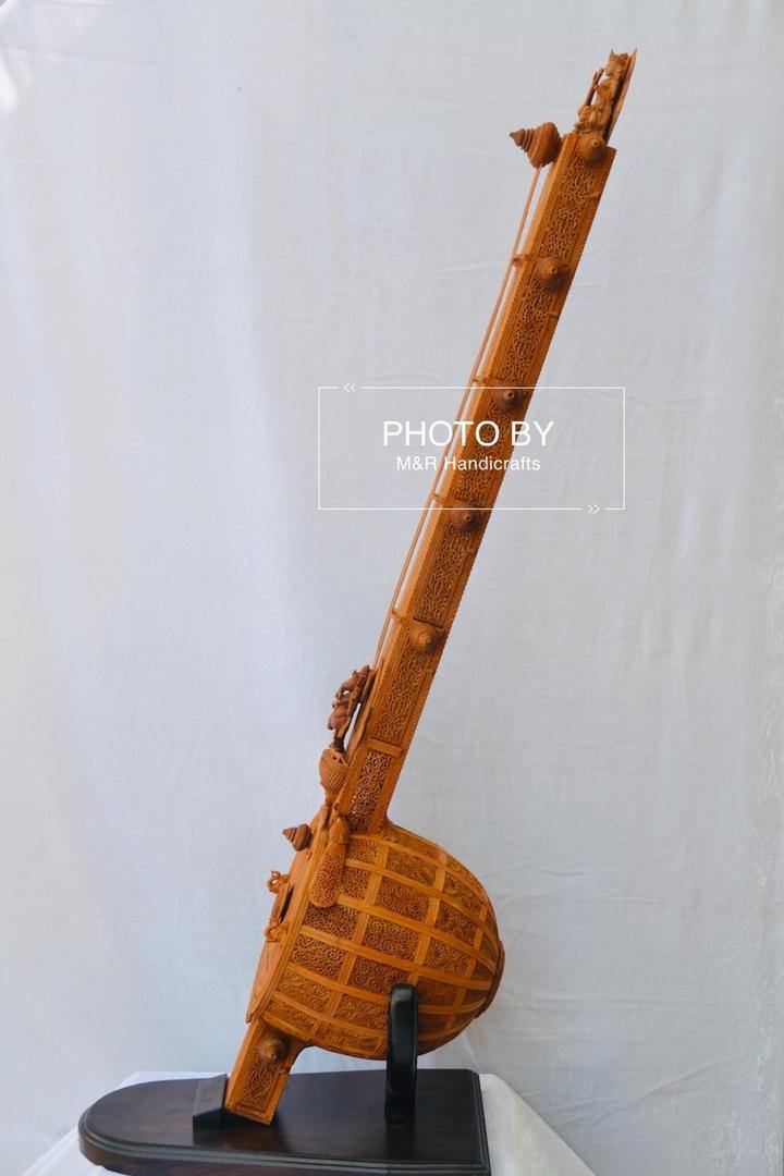 Unique 4ft Sandalwood Carved Opening Sitar or Veena Collective Art - Arts99 - Online Art Gallery