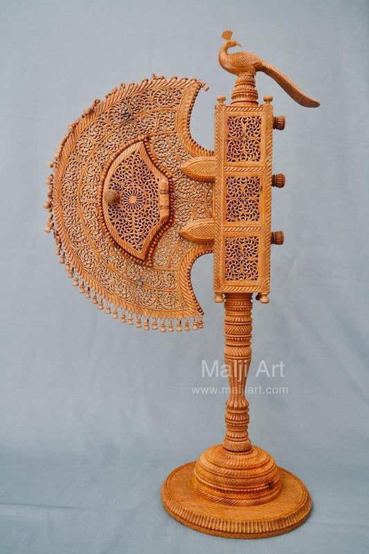 Sandalwood Unique Beautiful Krishna Collective Miniature Carved Hand Fan - Arts99 - Online Art Gallery