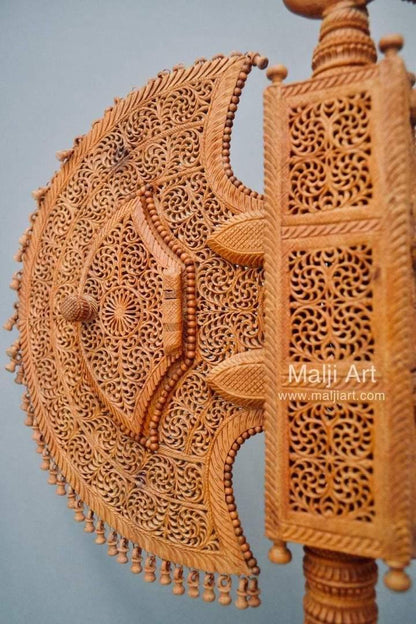 Sandalwood Unique Beautiful Krishna Collective Miniature Carved Hand Fan - Arts99 - Online Art Gallery