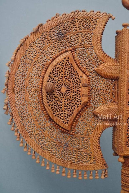 Sandalwood Unique Beautiful Krishna Collective Miniature Carved Hand Fan - Arts99 - Online Art Gallery