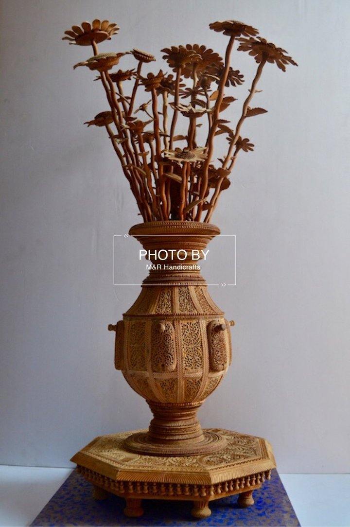 Sandalwood Fine Carved Decorative Flowerpot - Arts99 - Online Art Gallery