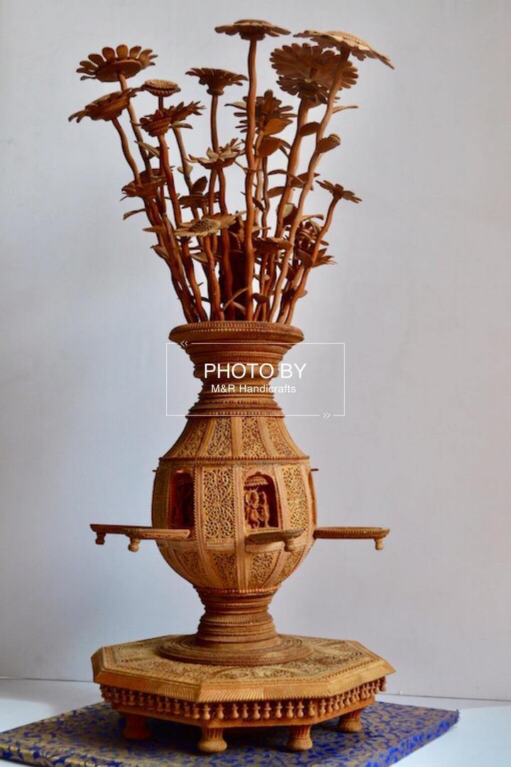 Sandalwood Fine Carved Decorative Flowerpot - Arts99 - Online Art Gallery