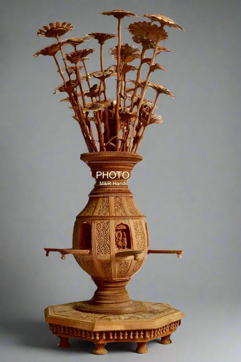 Sandalwood Fine Carved Decorative Flowerpot - Arts99 - Online Art Gallery