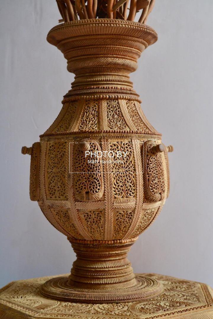 Sandalwood Fine Carved Decorative Flowerpot - Arts99 - Online Art Gallery