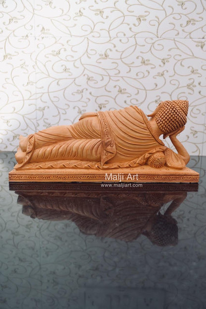 Wooden Fine Hand Carved Sleeping Buddha Statue - Arts99 - Online Art Gallery