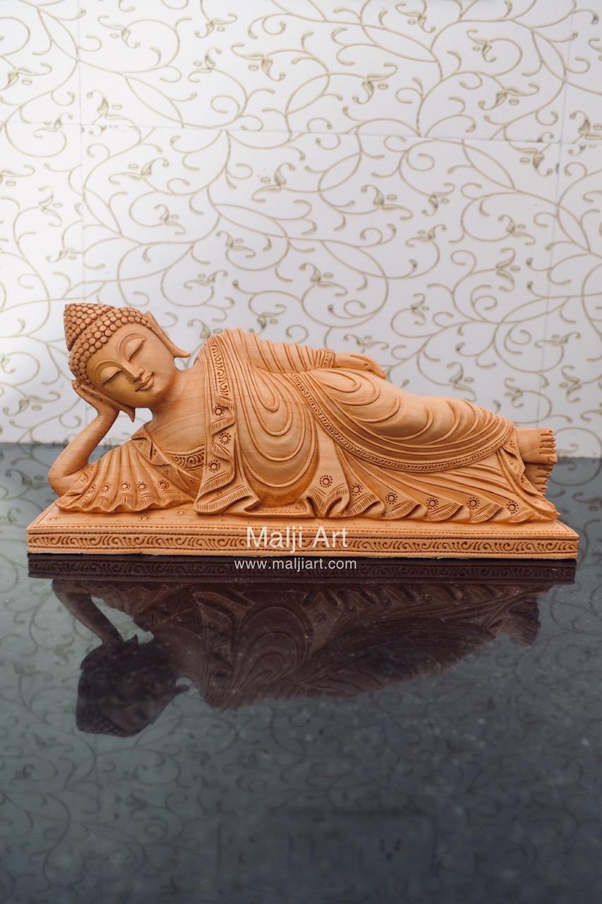 Wooden Fine Hand Carved Sleeping Buddha Statue - Arts99 - Online Art Gallery