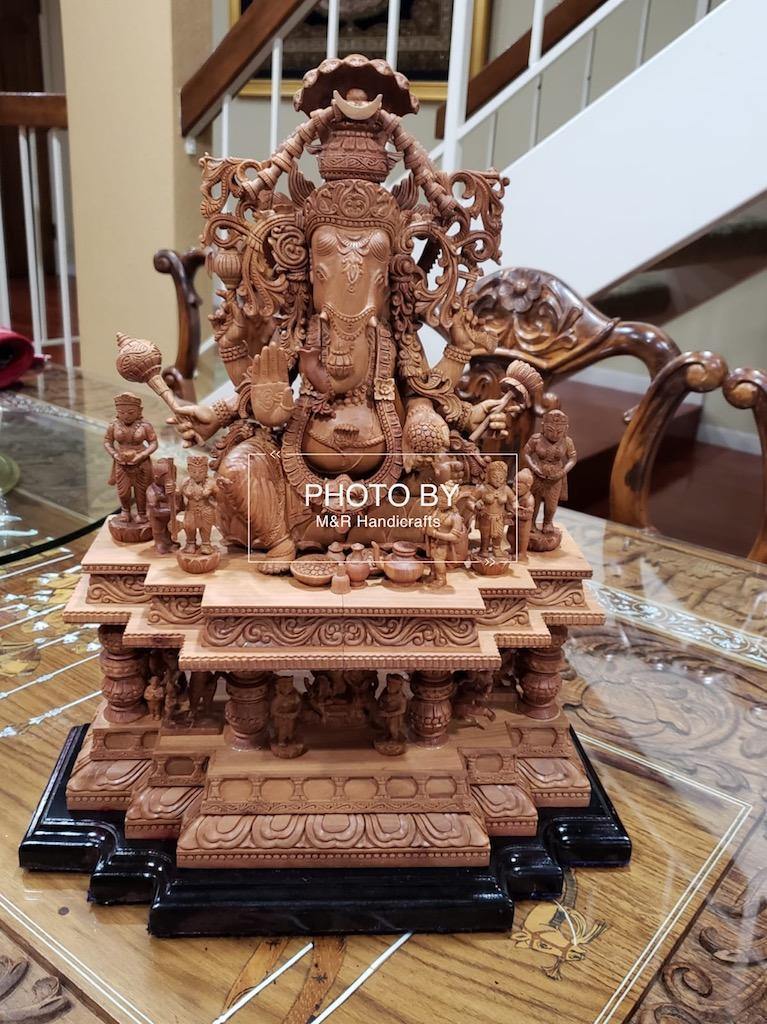 Sandalwood Special Carved GANESH DARBAR Statue - Arts99 - Online Art Gallery