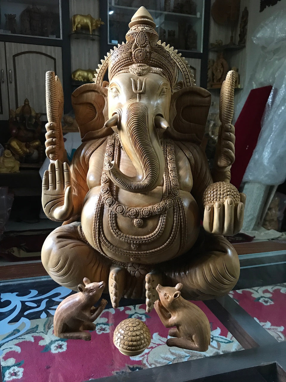 Wooden Super Fine Hand Carved Large Ganesha Statue - Arts99 - Online Art Gallery