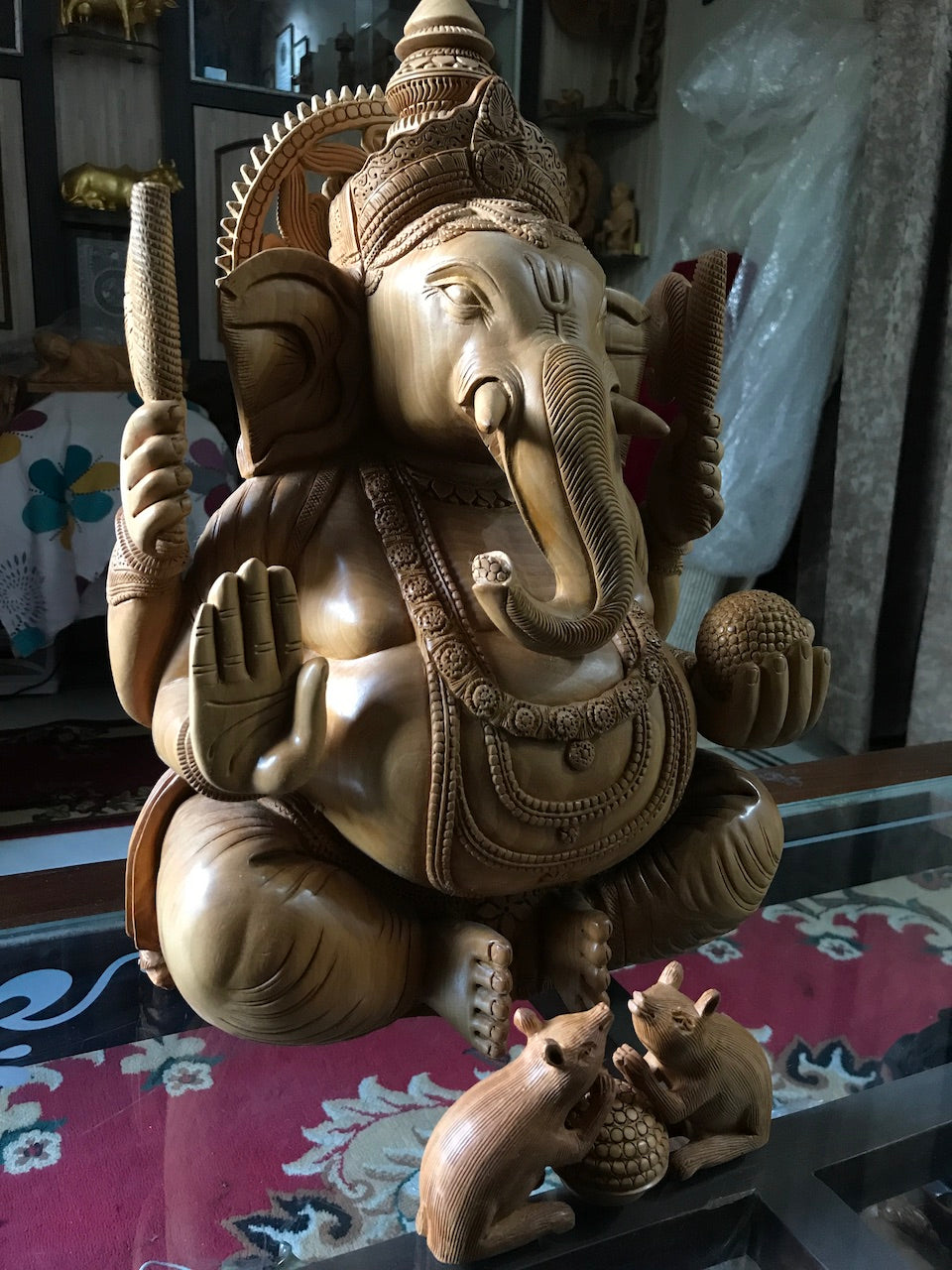 Wooden Super Fine Hand Carved Large Ganesha Statue - Arts99 - Online Art Gallery