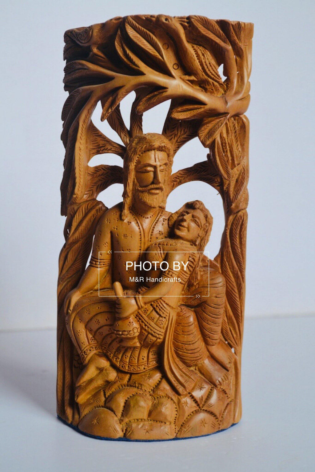 Sandalwood Carved Mughal Love Scene Statue - Arts99 - Online Art Gallery