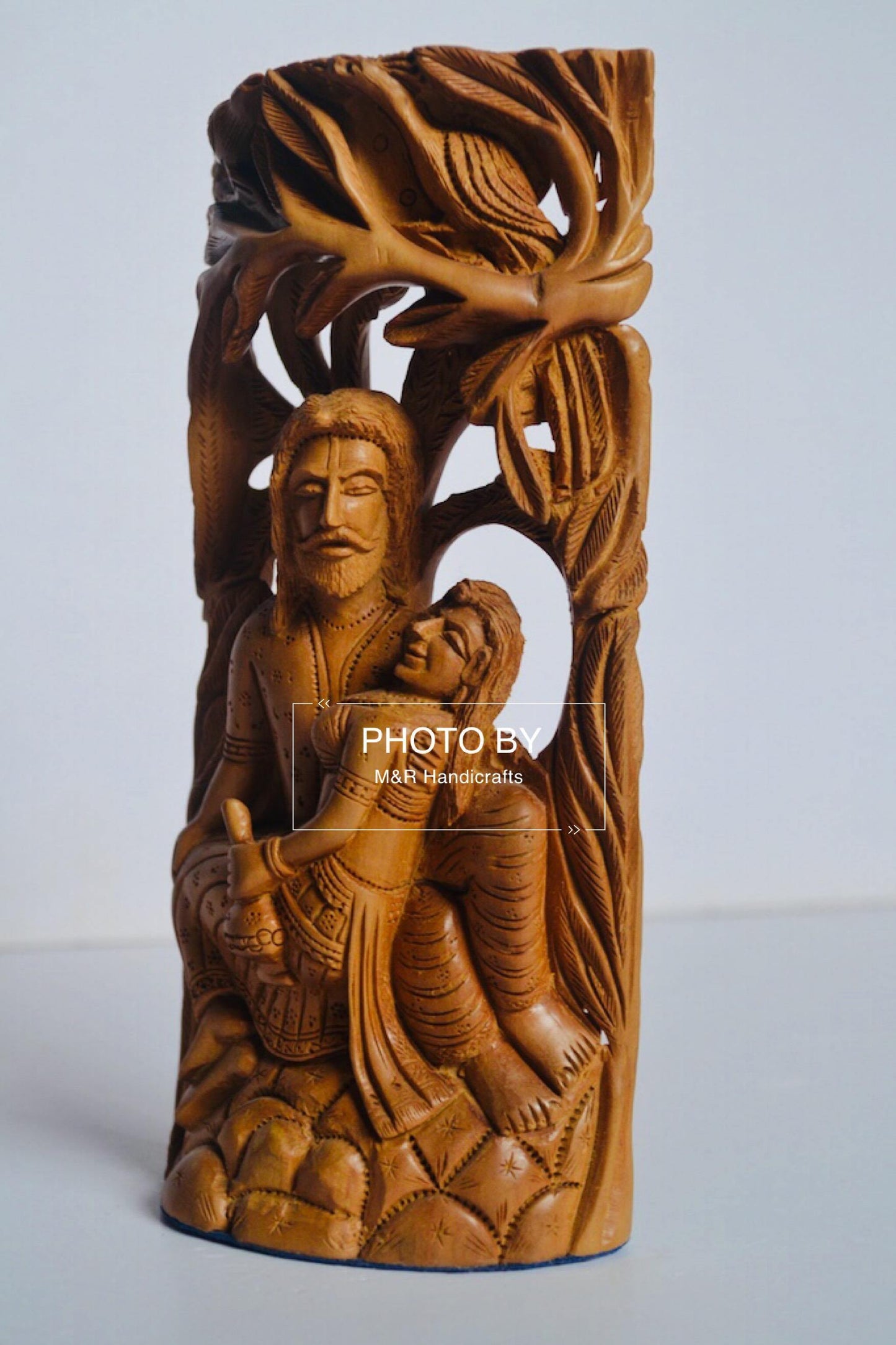 Sandalwood Carved Mughal Love Scene Statue - Arts99 - Online Art Gallery