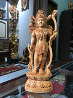 Wooden Fine Carved Ayodhya Temple Rama Statue 15" inches - Arts99 - Online Art Gallery