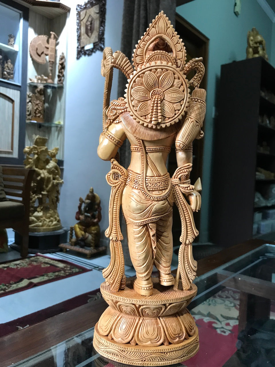Wooden Fine Carved Ayodhya Temple Rama Statue 15" inches - Arts99 - Online Art Gallery