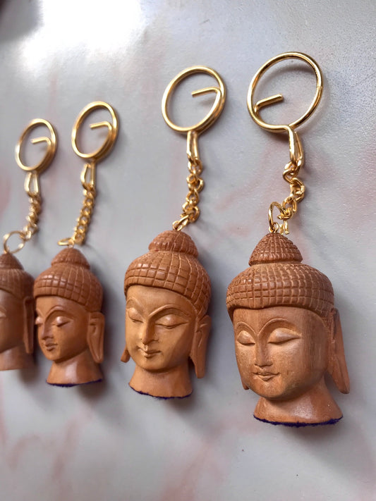 Sandalwood Buddha Head Keyrings / Keychains - Arts99 - Online Art Gallery