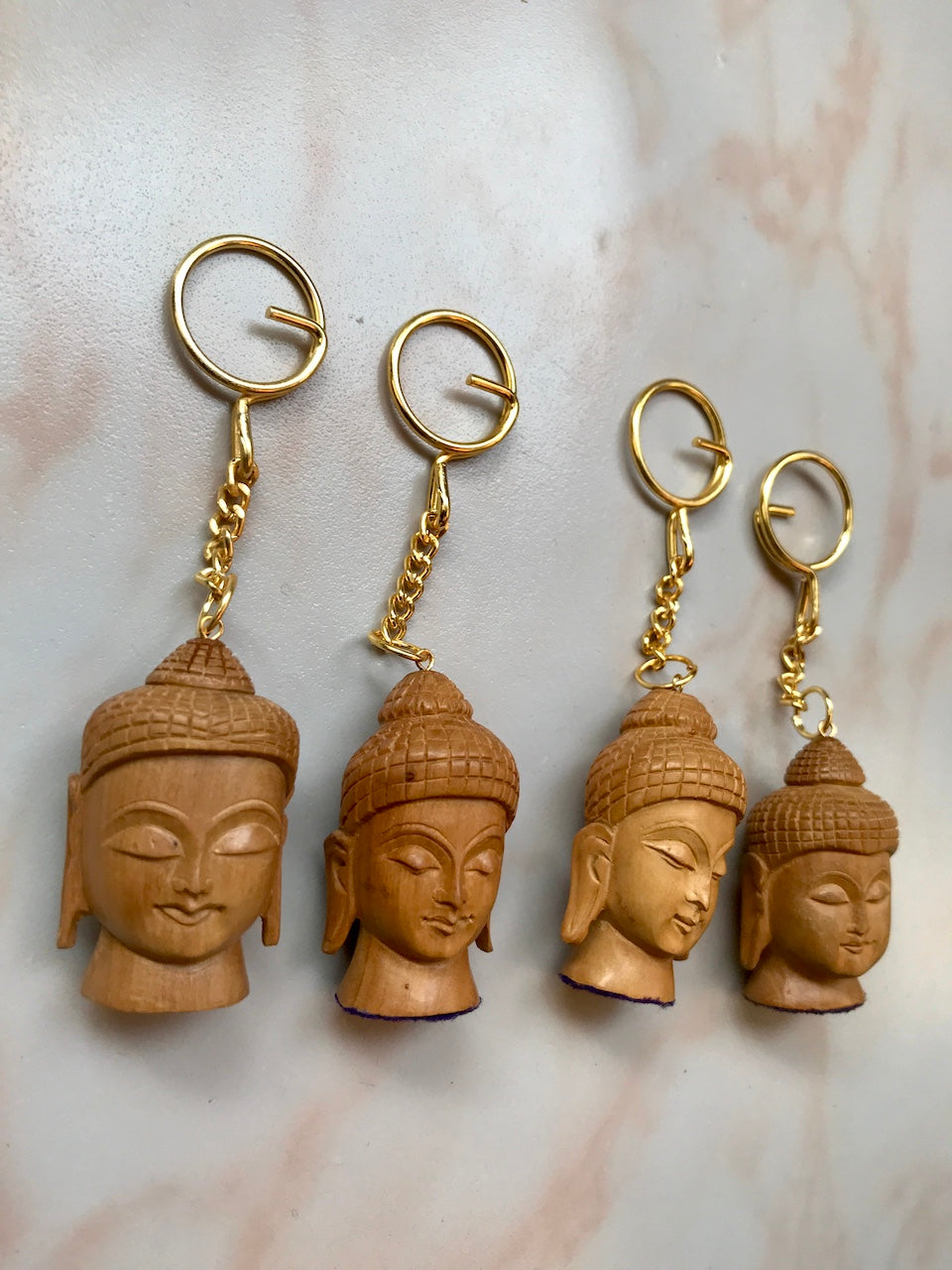 Sandalwood Buddha Head Keyrings / Keychains - Arts99 - Online Art Gallery
