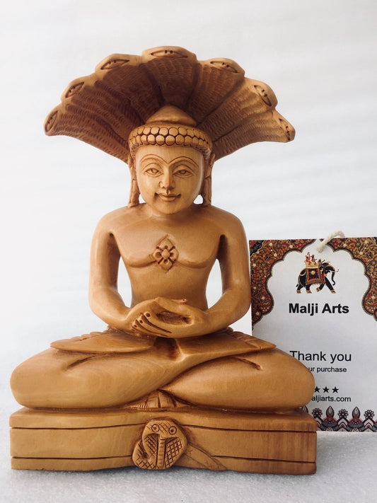 Wooden Hand Carved Lord Parasnath Statue - Arts99 - Online Art Gallery