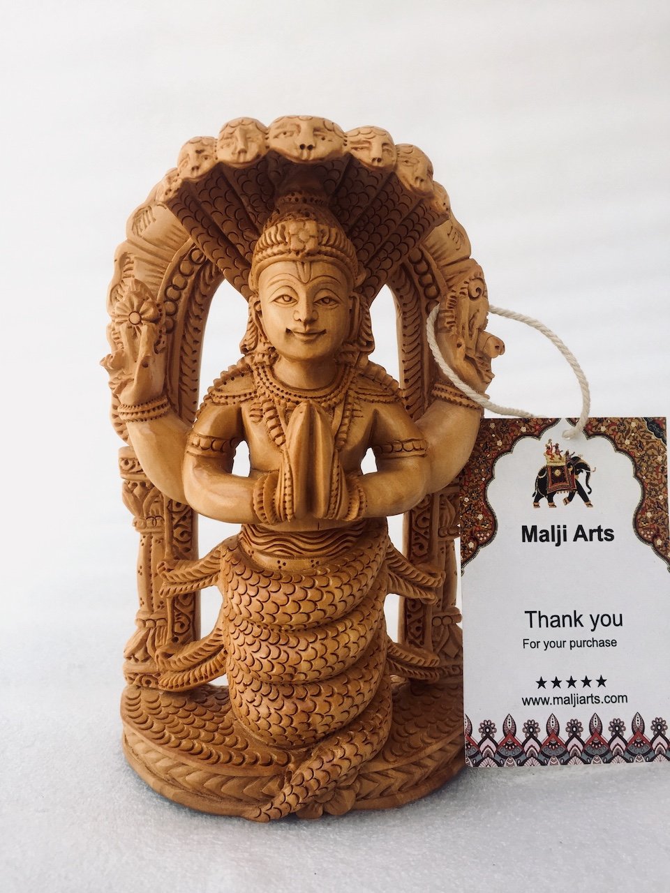Wooden Hand Carved Fine Patanjali Statue - Arts99 - Online Art Gallery