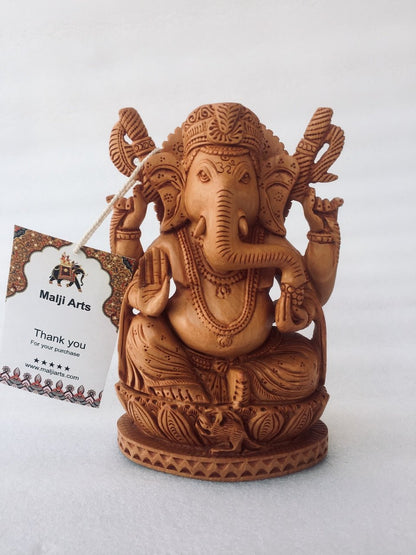 Wooden Hand Carved Ganesha Statue - Arts99 - Online Art Gallery