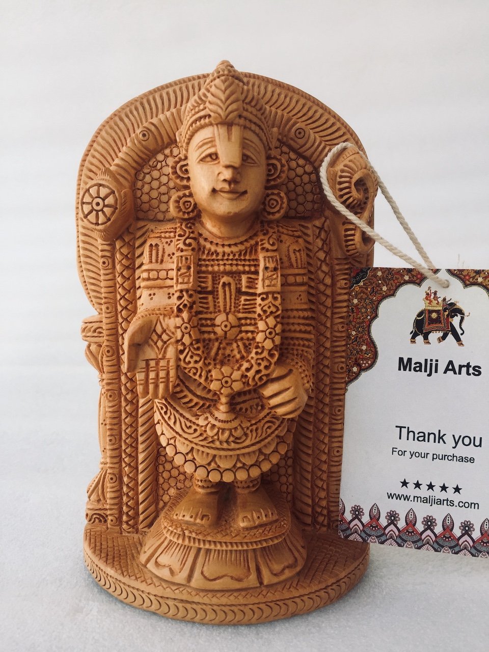 Wooden Hand Carved Tirupati Balaji Statue - Arts99 - Online Art Gallery